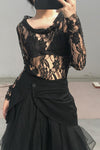 Marc Le Bihan lace embroidered skirt 2596 series plant dyeing France MLB-2596-HEILS black lace embroidery